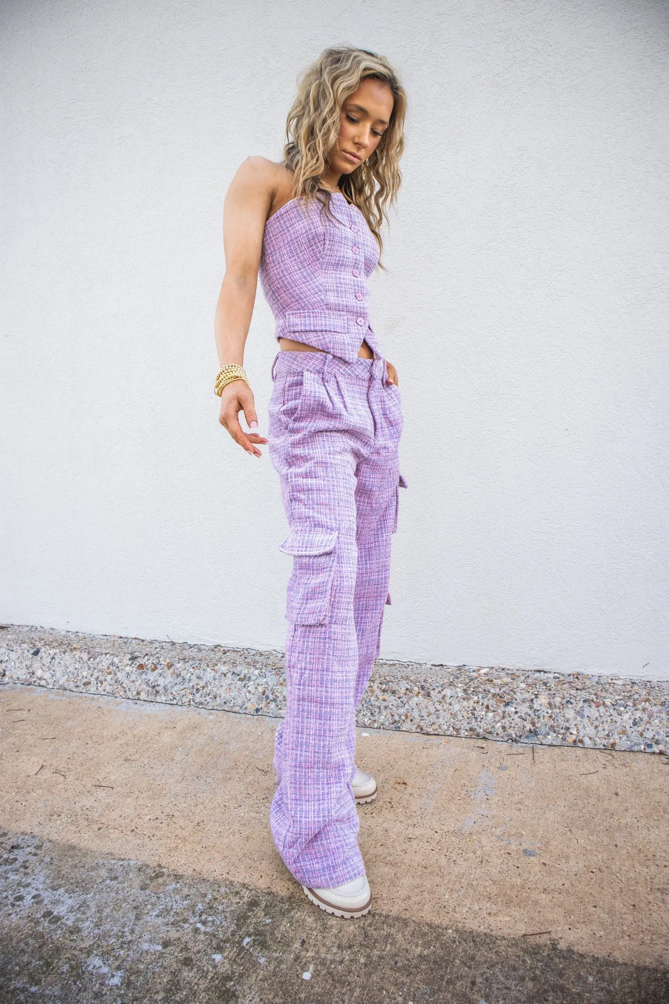 Trend Starter Tweed Cargo Pants