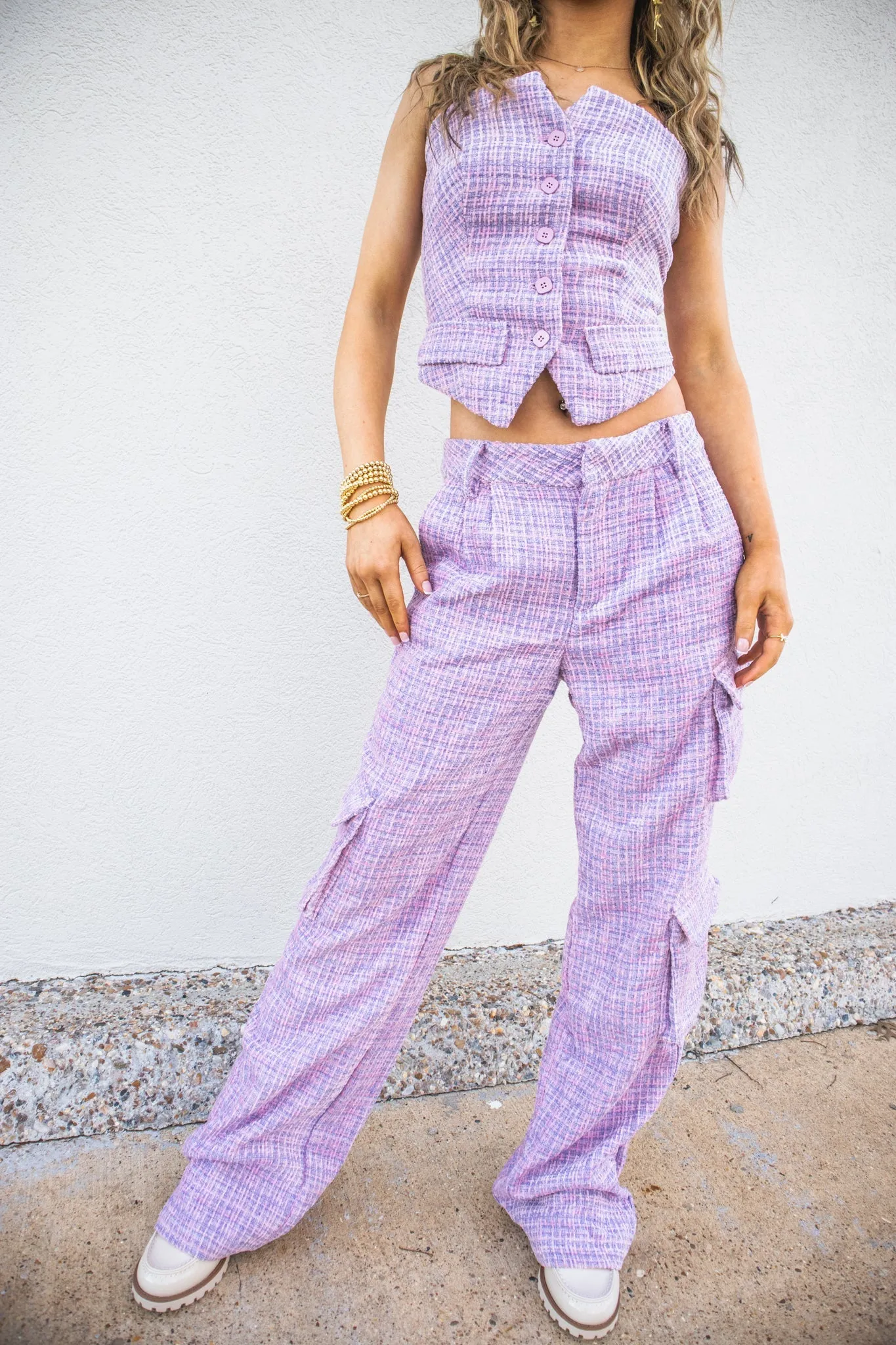 Trend Starter Tweed Cargo Pants