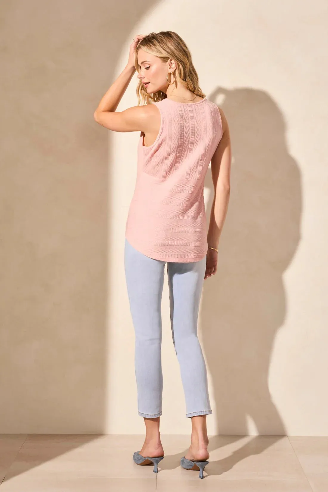 Tribal Women's Striped Empire-Waist Sleeveless Top - Tea Rose