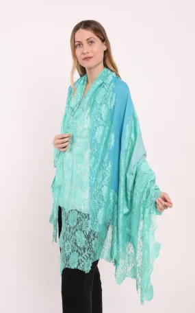 Turquoise and Green Lace Scarf