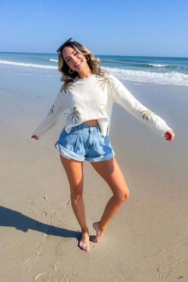 Under the Palms Cream Crop Sweater