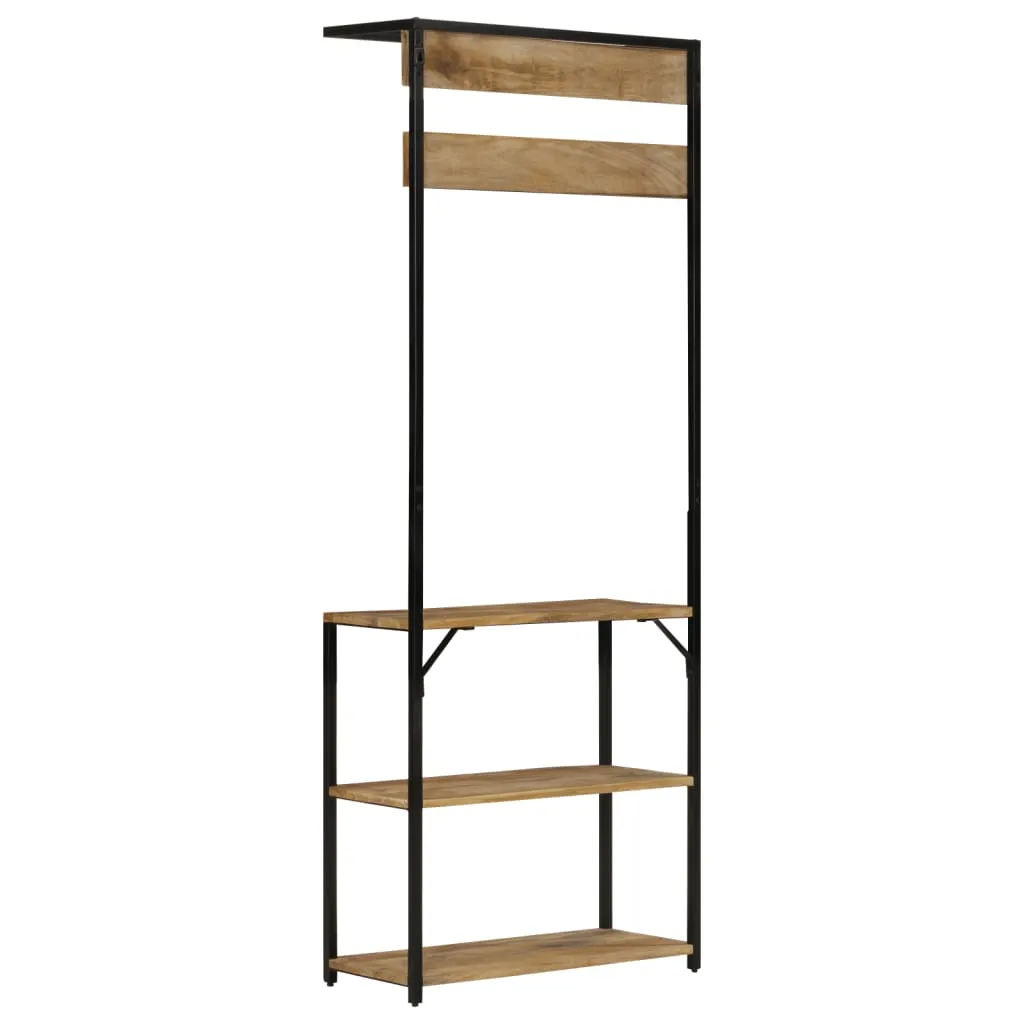 vidaXL Coat Rack with Shoe Storage 68x30x182 cm Solid Rough Mango Wood