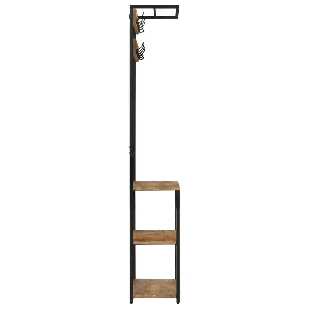 vidaXL Coat Rack with Shoe Storage 68x30x182 cm Solid Rough Mango Wood