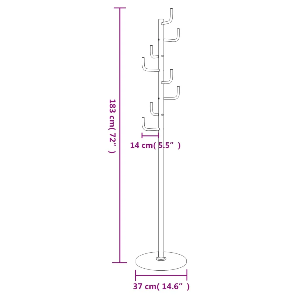 vidaXL Coat Stand White 183 cm Powder-coated Iron