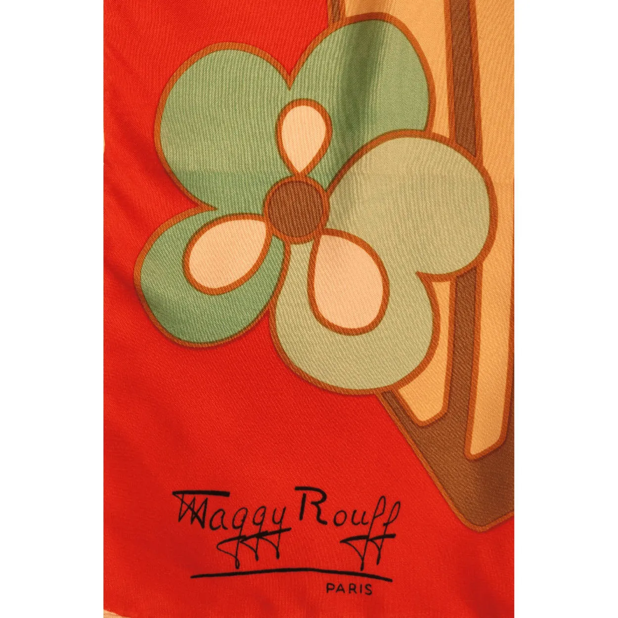 Vintage Mod 1960s Maggy Rouff Paris Silk Twill Scarf Made in France