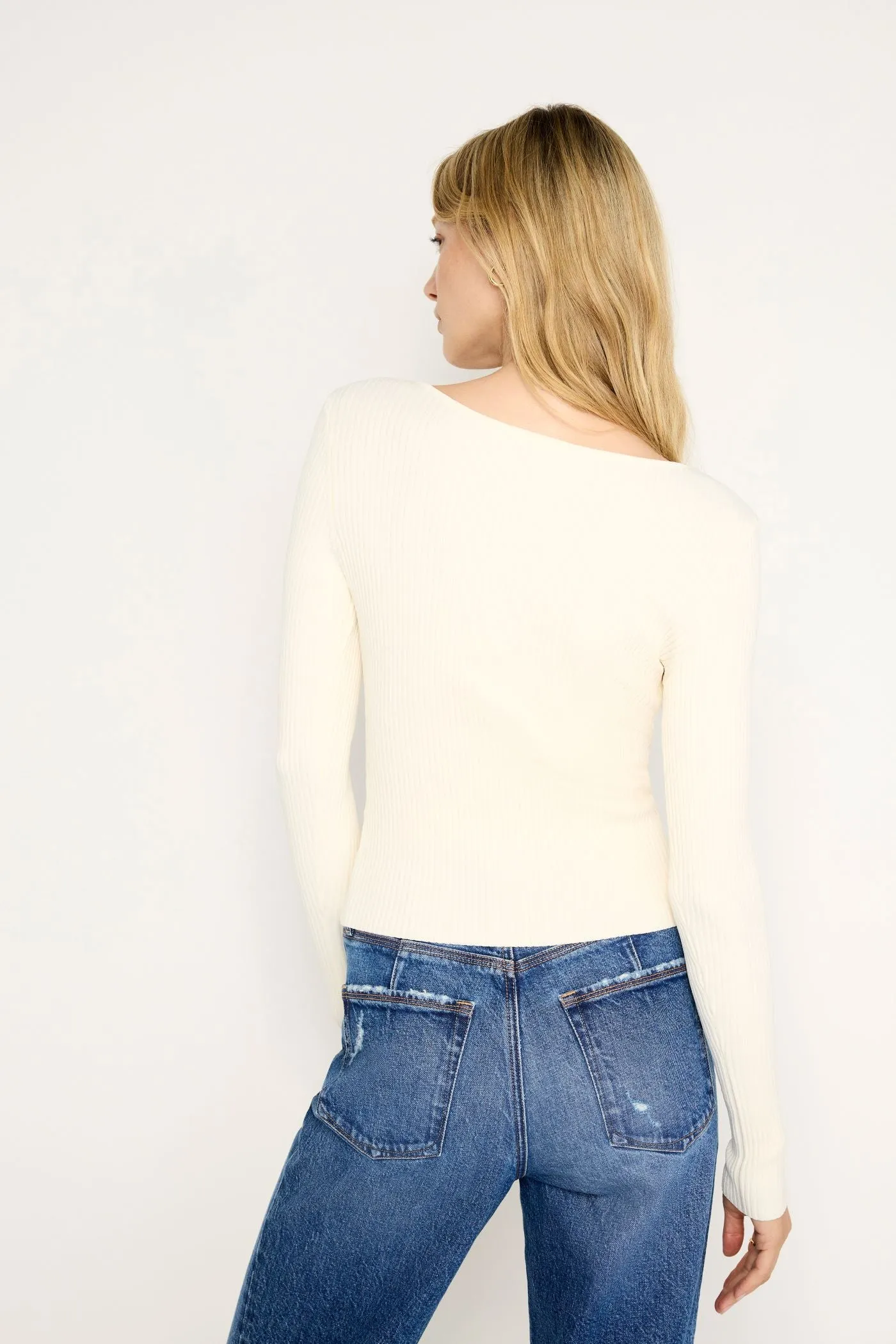 Virgo Rib Zip Front Sweater Warm Ivory