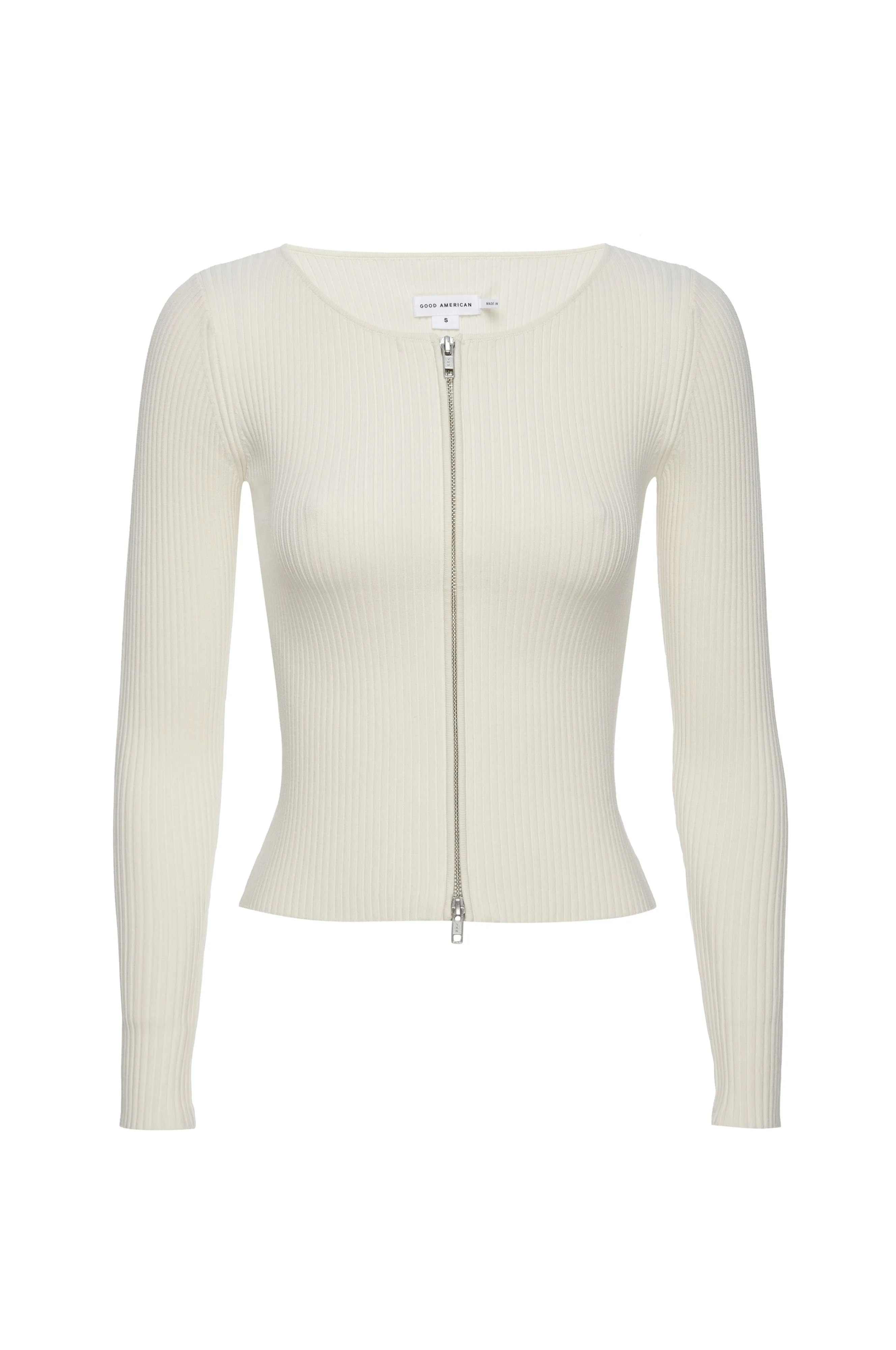 Virgo Rib Zip Front Sweater Warm Ivory