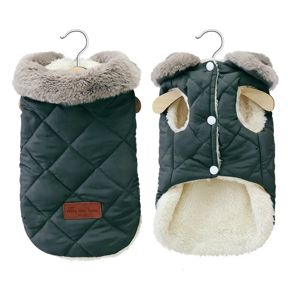 Warm Chihuahua Dog Cat Clothes Winter Fur Collar Small Dogs Puppy Coat Thick Cotton Pet Jacket Outfits Clothes for Small Dog Pug