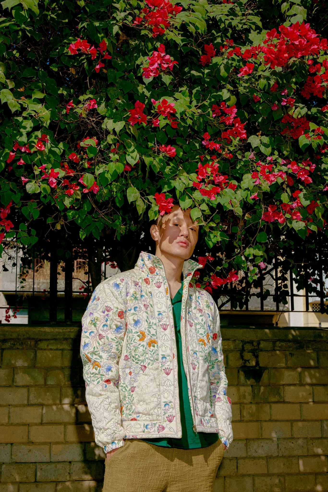 Watercolor placement quilted jacket
