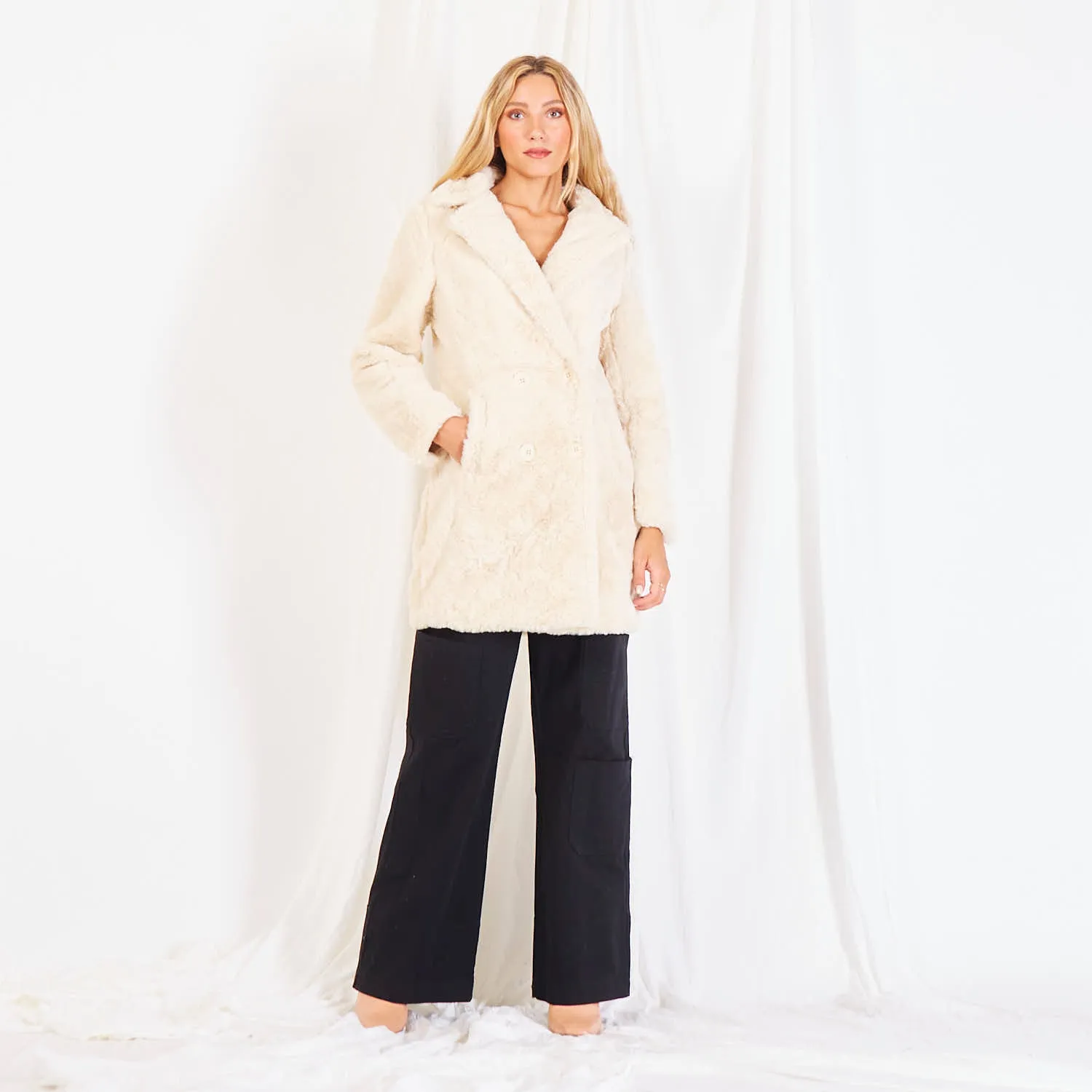 Wholesale fur double breasted coat