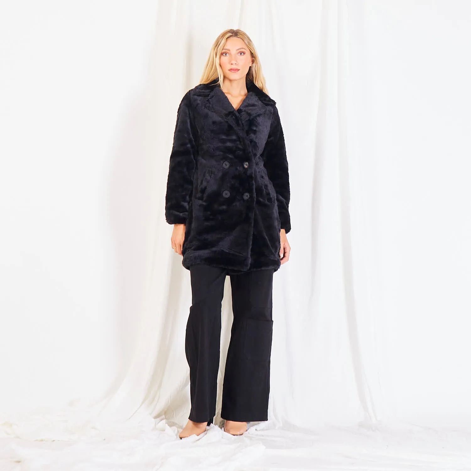Wholesale fur double breasted coat