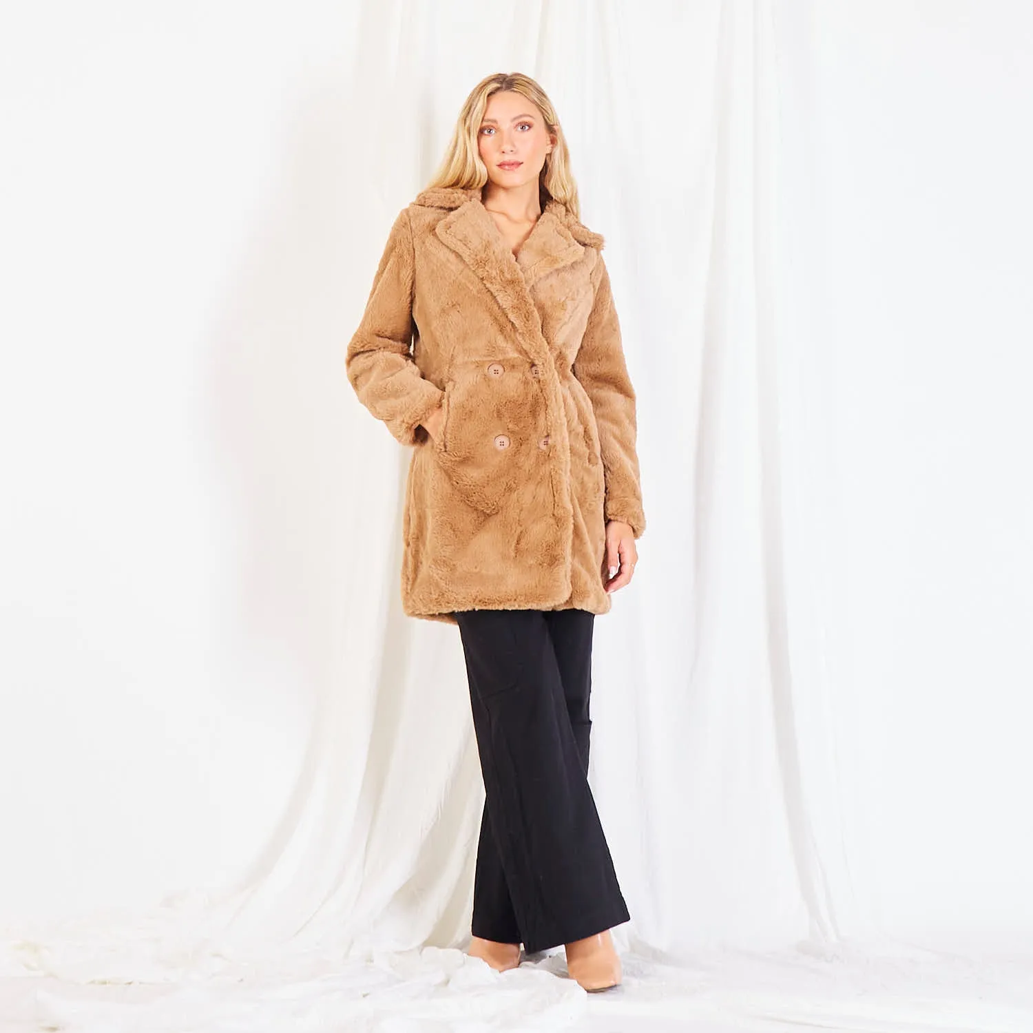 Wholesale fur double breasted coat