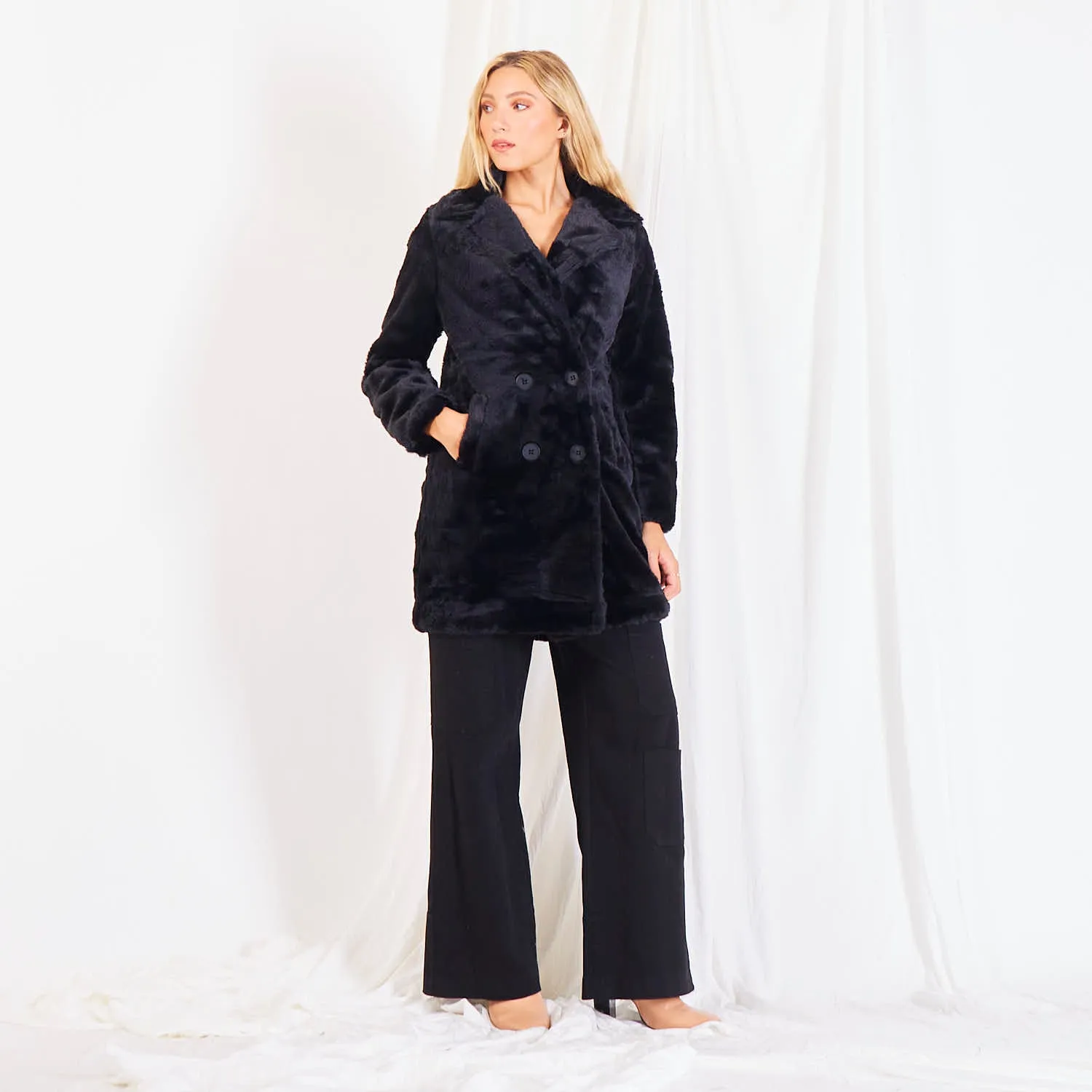 Wholesale fur double breasted coat