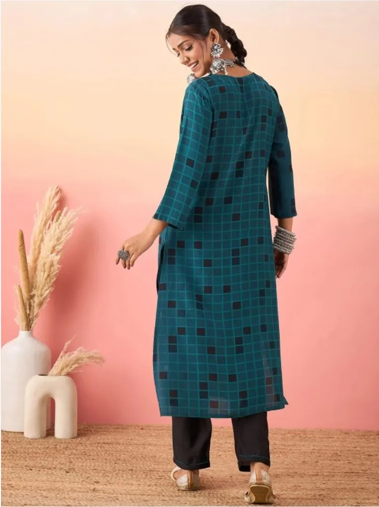 Women Embroidered Regular Thread Work Kurta with Trousers