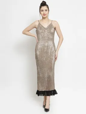 Women Gold Sequined Cocktail Dress