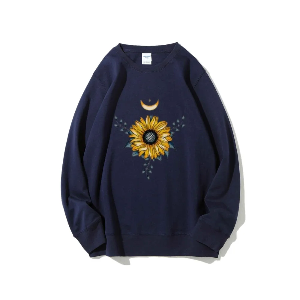 Women Sunflower and Moon Graphic Sweatshirts