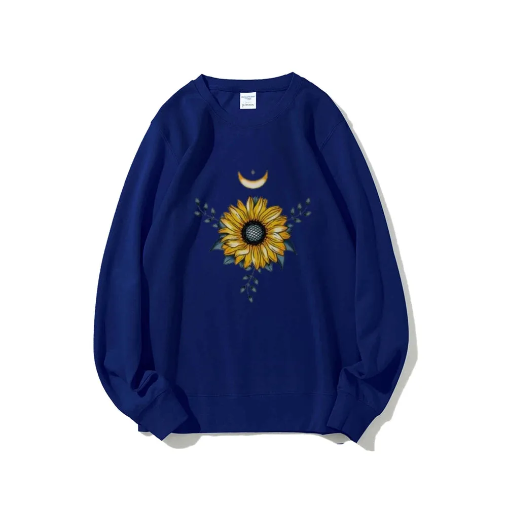 Women Sunflower and Moon Graphic Sweatshirts