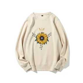 Women Sunflower and Moon Graphic Sweatshirts