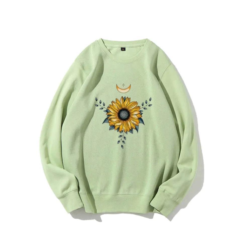Women Sunflower and Moon Graphic Sweatshirts