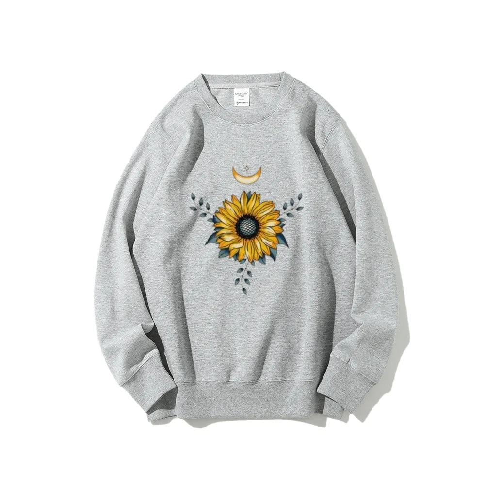 Women Sunflower and Moon Graphic Sweatshirts