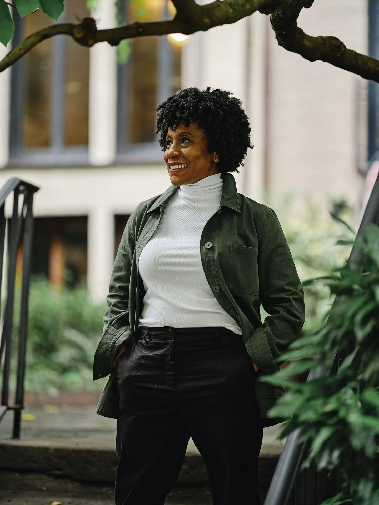 Women’s French Workman’s Jacket in Parks Department Green Herringbone