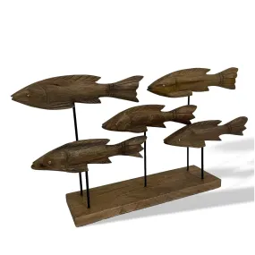 Wooden carved school of fish stand