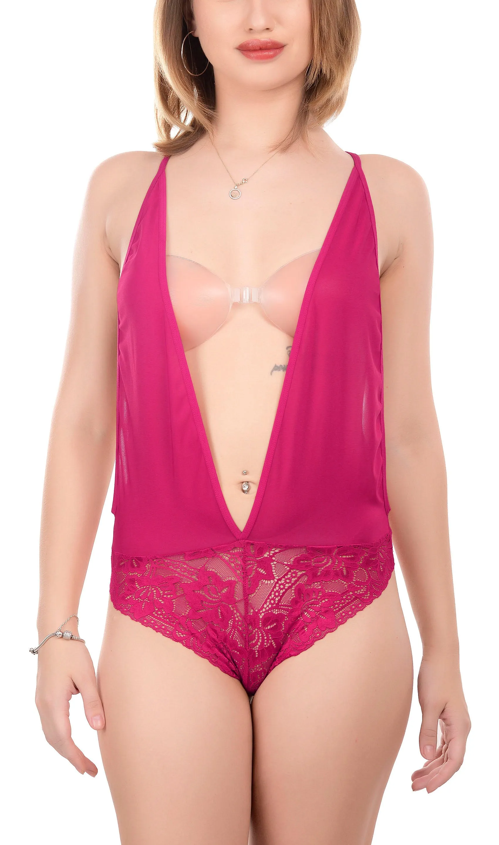 Xs and Os Women's Backless Lace Babydoll Lingerie Set