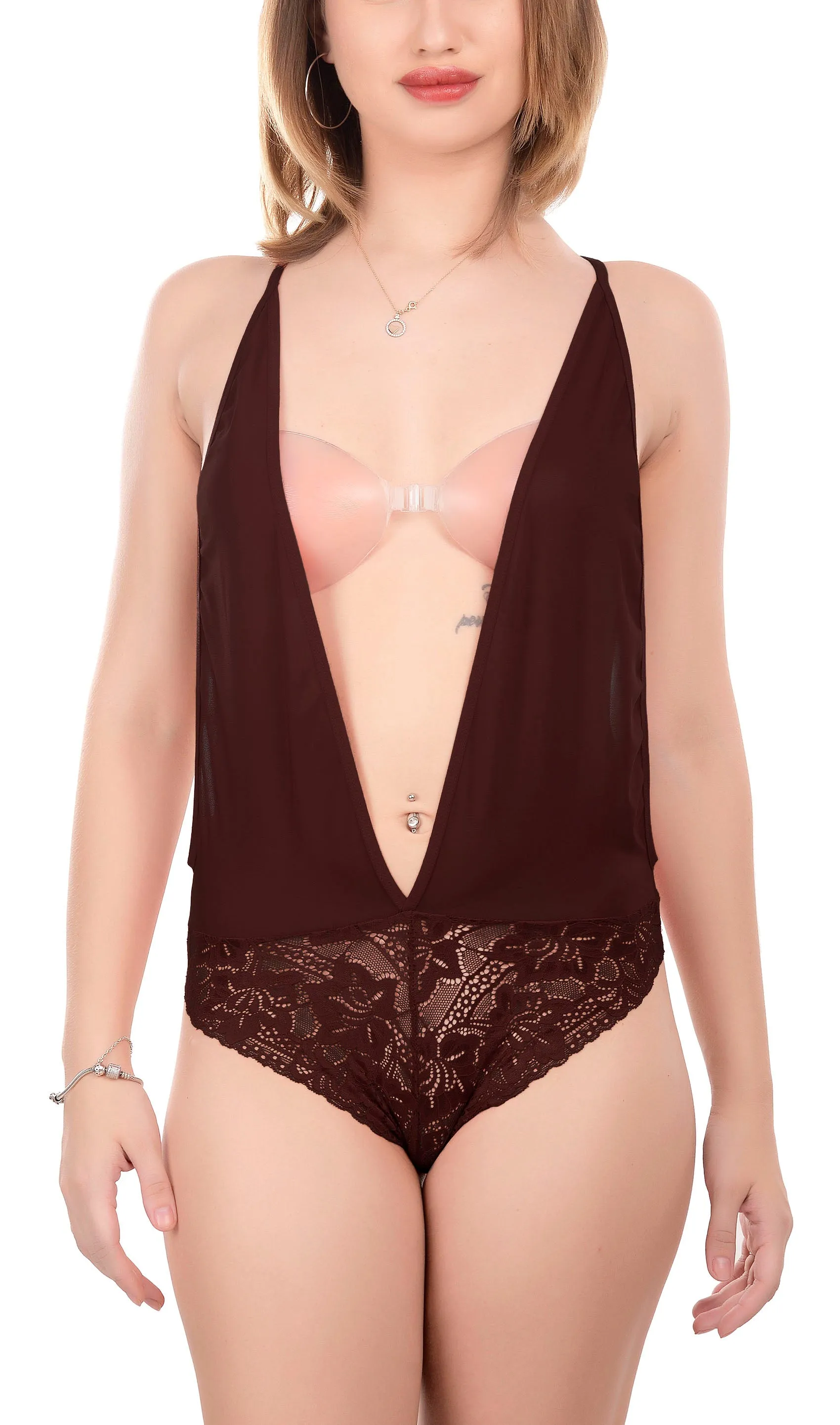Xs and Os Women's Backless Lace Babydoll Lingerie Set