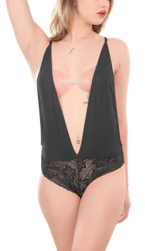 Xs and Os Women's Backless Lace Babydoll Lingerie Set