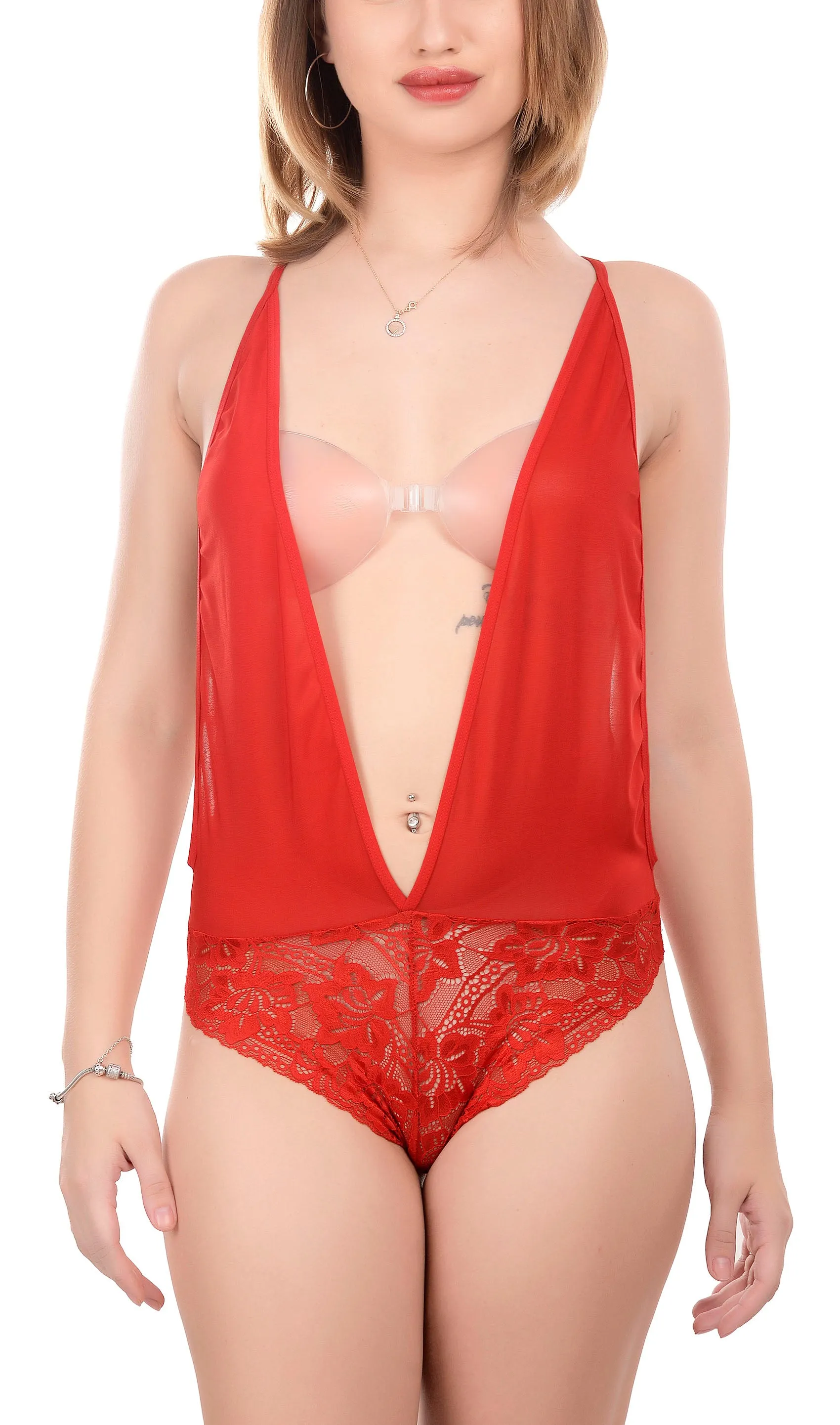 Xs and Os Women's Backless Lace Babydoll Lingerie Set