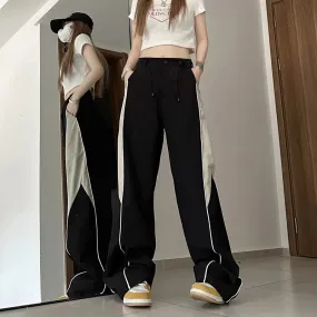 Y2K  Contrasting Colors Straight Mopping  High Waist Sweatpants