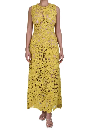 Yael Sheer Floral Openwork Crochet Sheath Dress