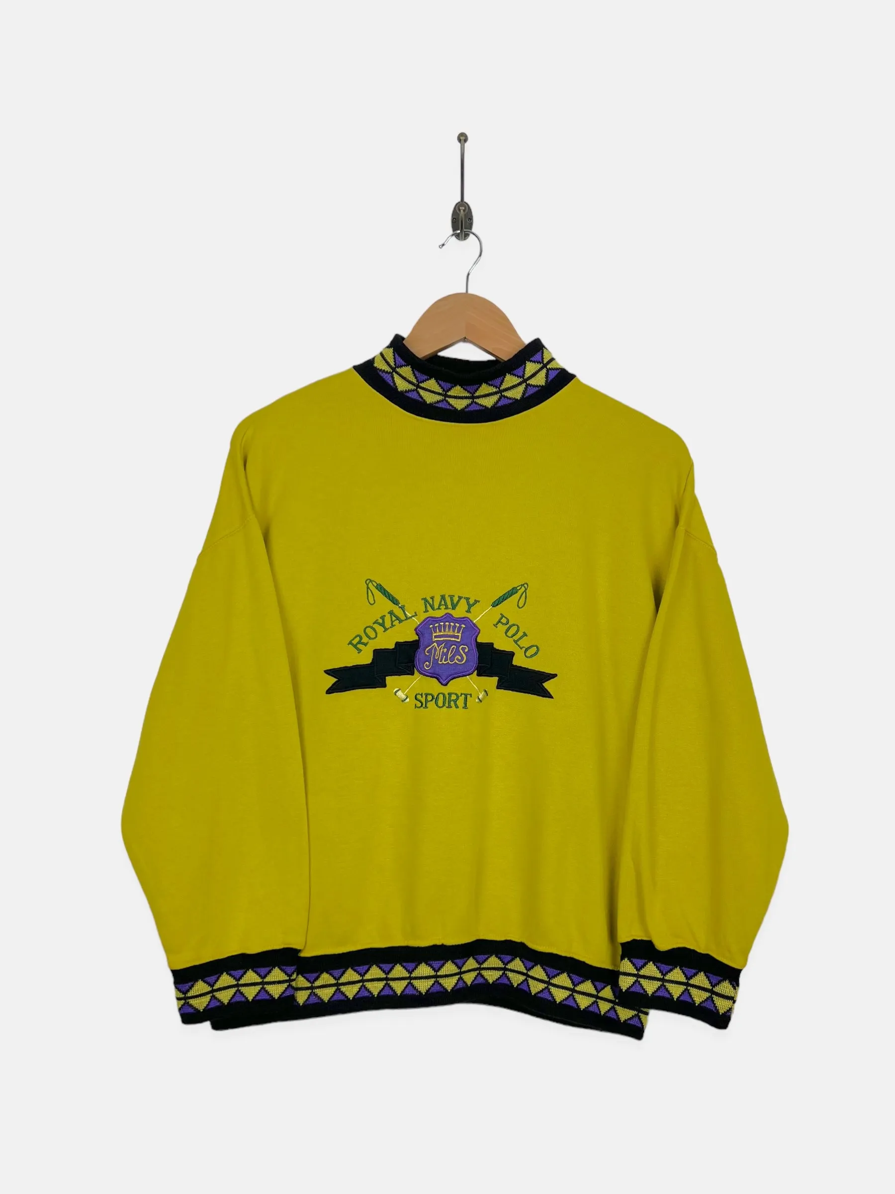 Youth 90's Royal Navy Polo Embroidered Vintage Highneck Sweatshirt